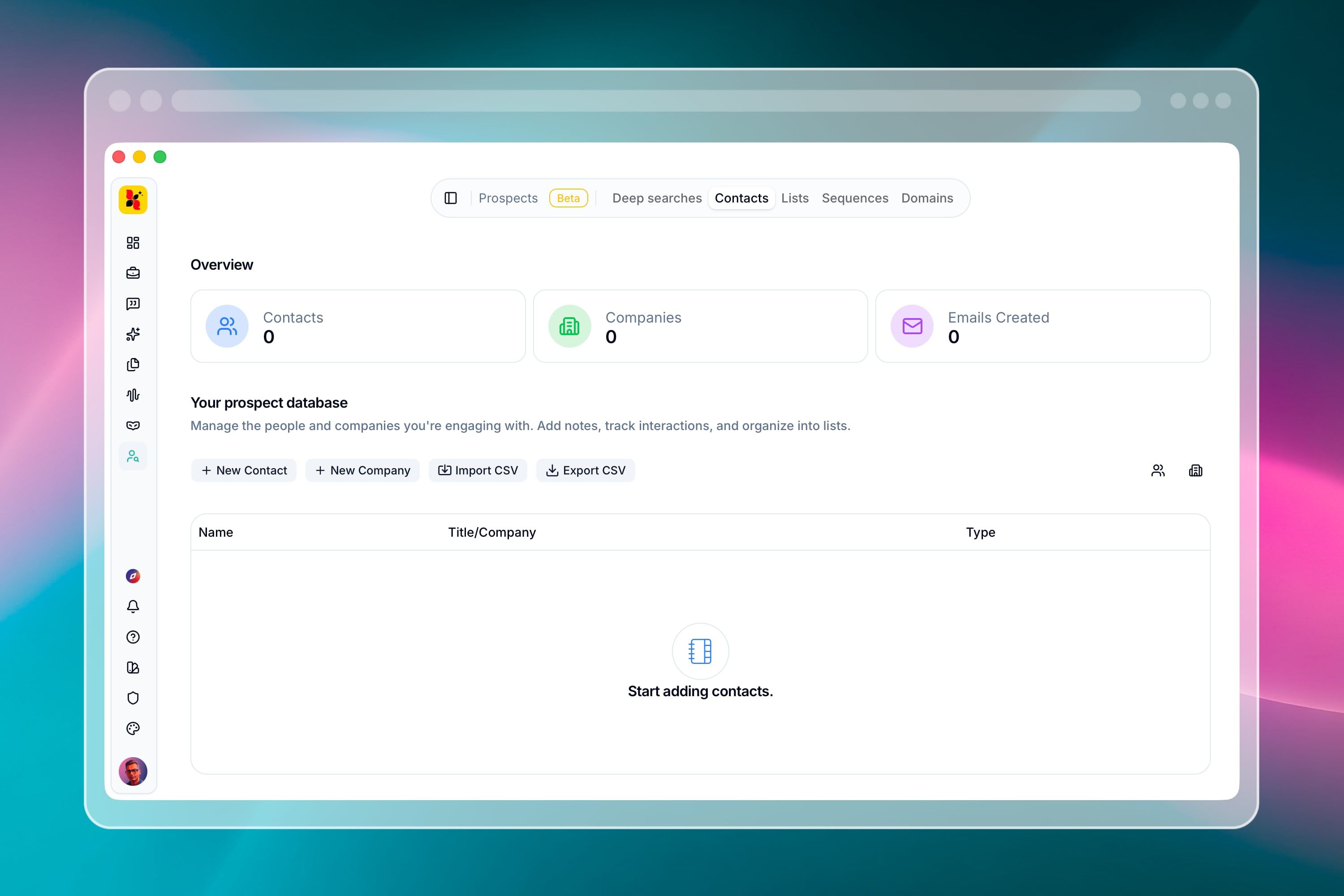 Deep prospect research — automatically surfacing role, company context and recent activity for each contact
