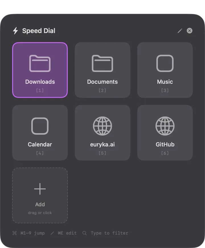 The Speed Dial overlay
