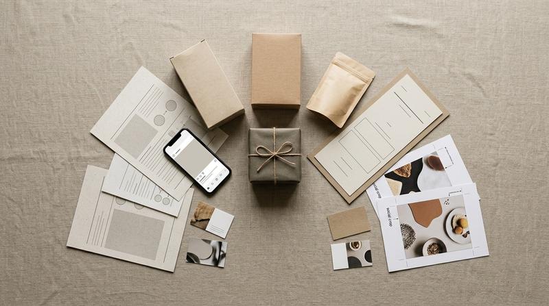 A product launch workspace with packaging proofs, retailer sell sheets and channel mockups arranged in parallel